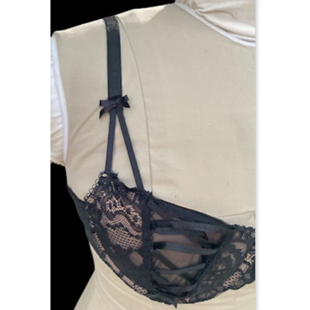 Adore Me Lace Balconette Bra Black 36C Lace Sheer